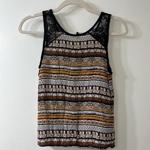 Chocolate clothing brand | Tribal Pattern Tank Top with Lace | Size M